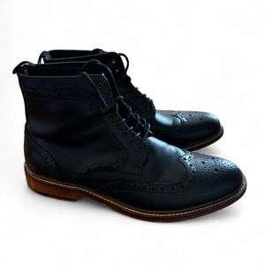 Men’s Black Leather Aston Grey Wingtip Boots